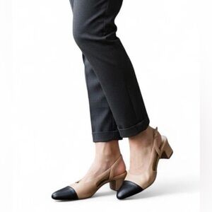 NWT Liz Claiborne Women’s Black and Tan Slingback Heels Size 9M